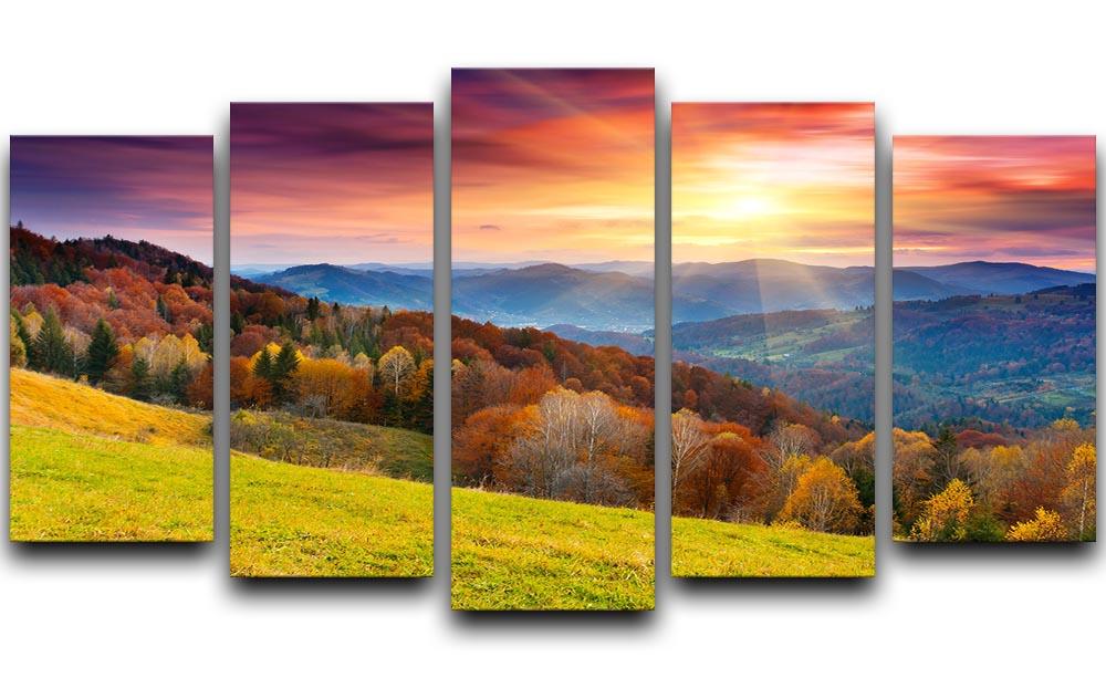 mountain autumn landscape 5 Split Panel Canvas  - Canvas Art Rocks - 1