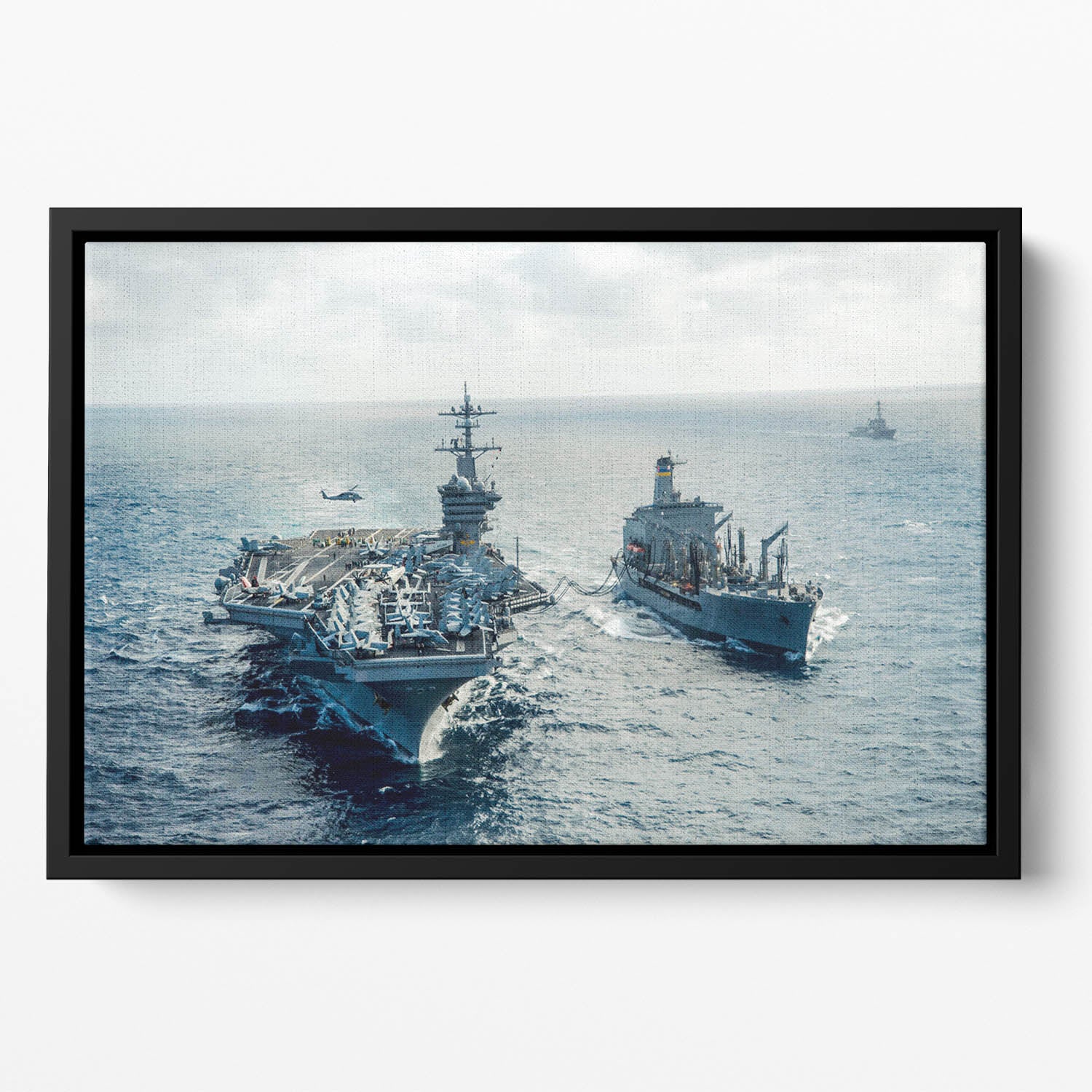navy crossing the ocean Floating Framed Canvas