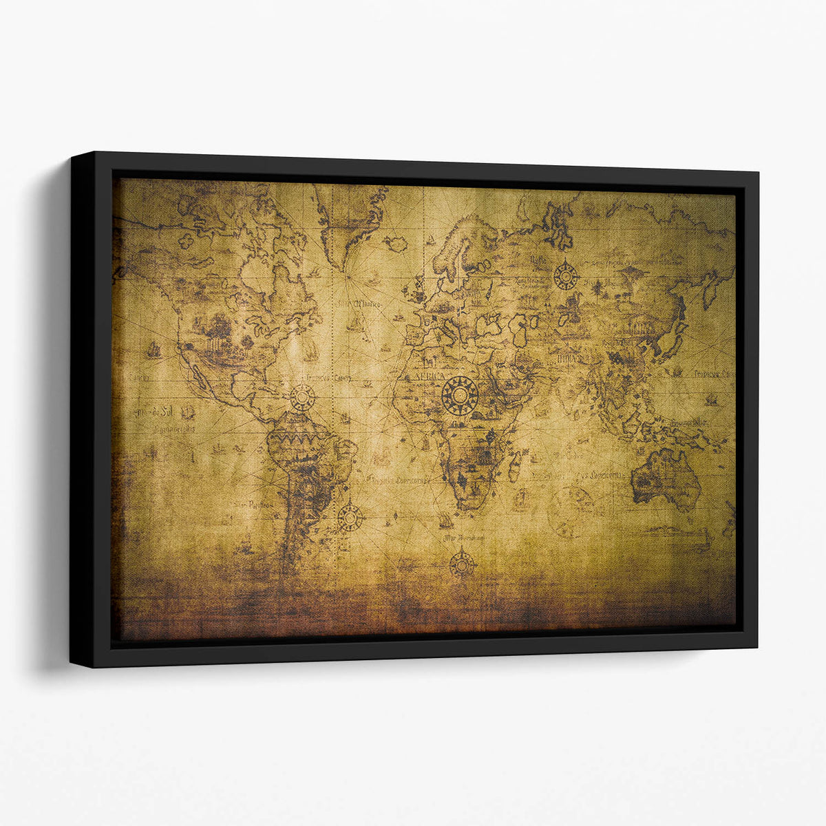 old map Floating Framed Canvas | Canvas Art Rocks