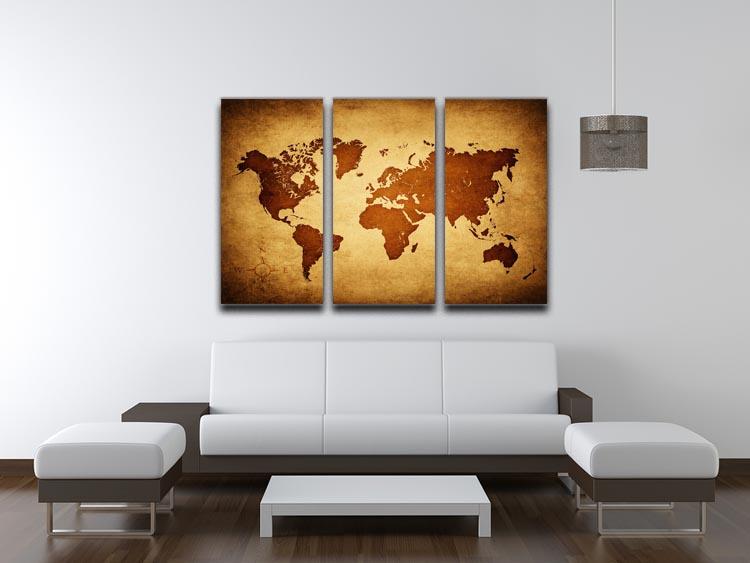 old map of the world 3 Split Panel Canvas Print - Canvas Art Rocks - 3