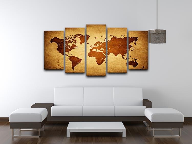 old map of the world 5 Split Panel Canvas  - Canvas Art Rocks - 3