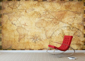 old nautical treasure map illustration Wall Mural Wallpaper - Canvas Art Rocks - 2