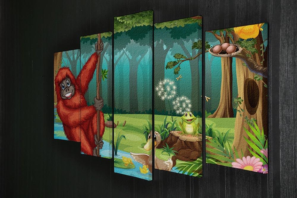 orangutan swinging in the jungle 5 Split Panel Canvas - Canvas Art Rocks - 2
