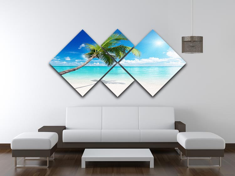 palm and beach 4 Square Multi Panel Canvas - Canvas Art Rocks - 3