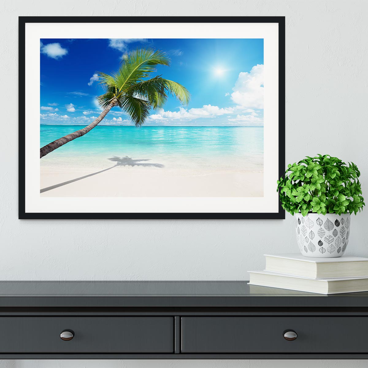 palm and beach Framed Print - Canvas Art Rocks - 1