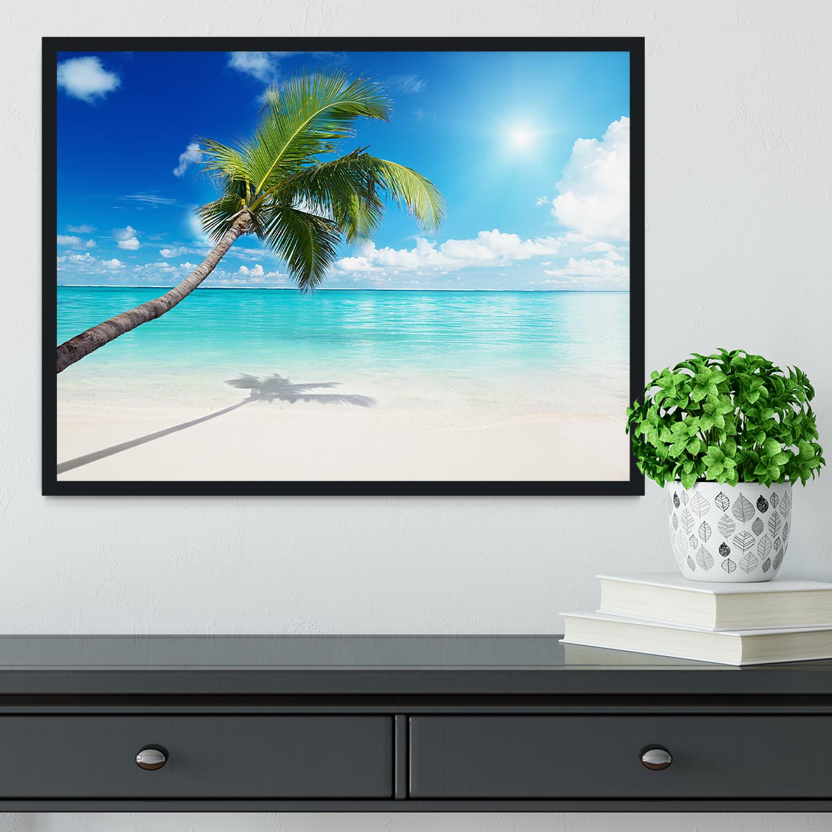 palm and beach Framed Print - Canvas Art Rocks - 2