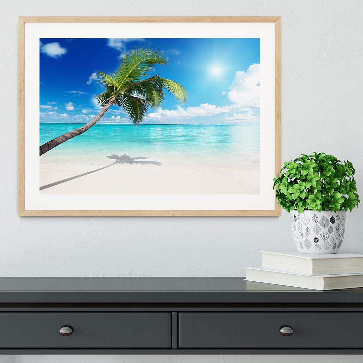 palm and beach Framed Print - Canvas Art Rocks - 3