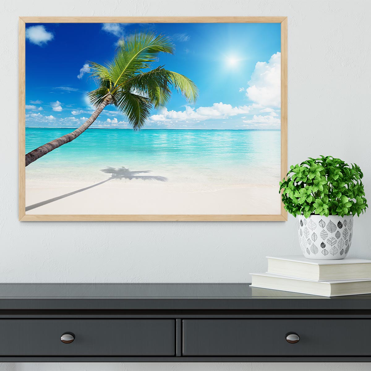 palm and beach Framed Print - Canvas Art Rocks - 4