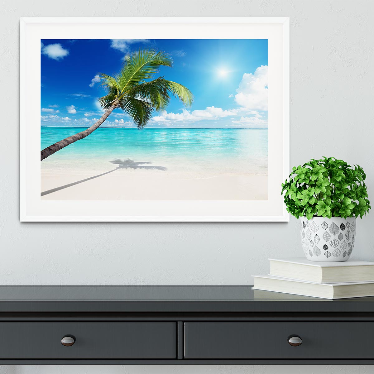 palm and beach Framed Print - Canvas Art Rocks - 5