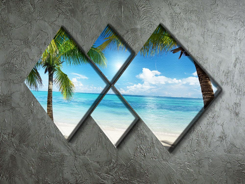 palms and beach 4 Square Multi Panel Canvas - Canvas Art Rocks - 2
