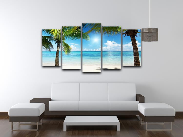 palms and beach 5 Split Panel Canvas - Canvas Art Rocks - 3
