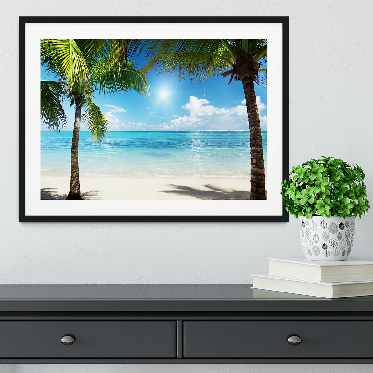palms and beach Framed Print - Canvas Art Rocks - 1
