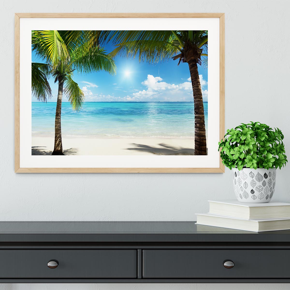 palms and beach Framed Print - Canvas Art Rocks - 3