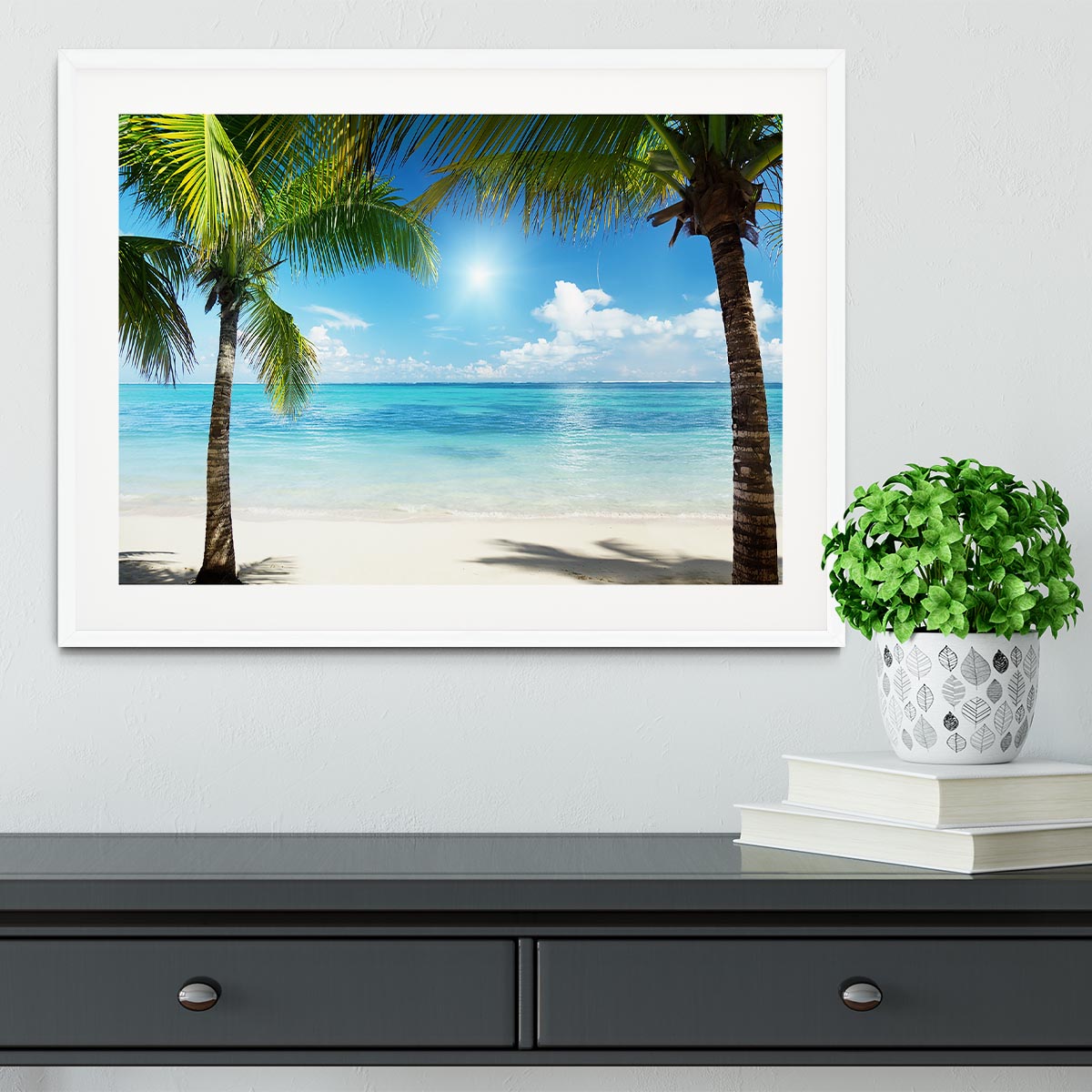 palms and beach Framed Print - Canvas Art Rocks - 5