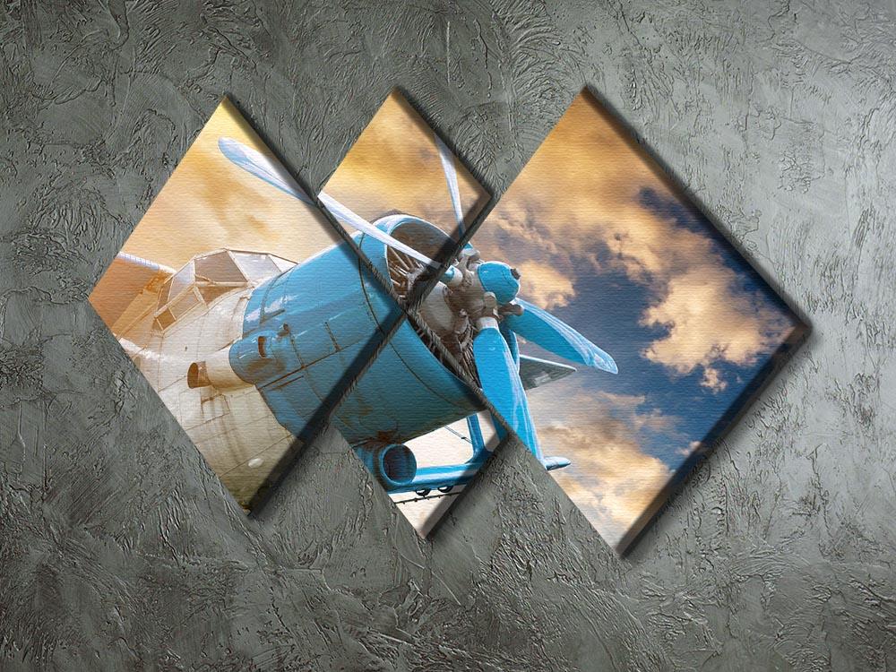plane with propeller 4 Square Multi Panel Canvas  - Canvas Art Rocks - 2