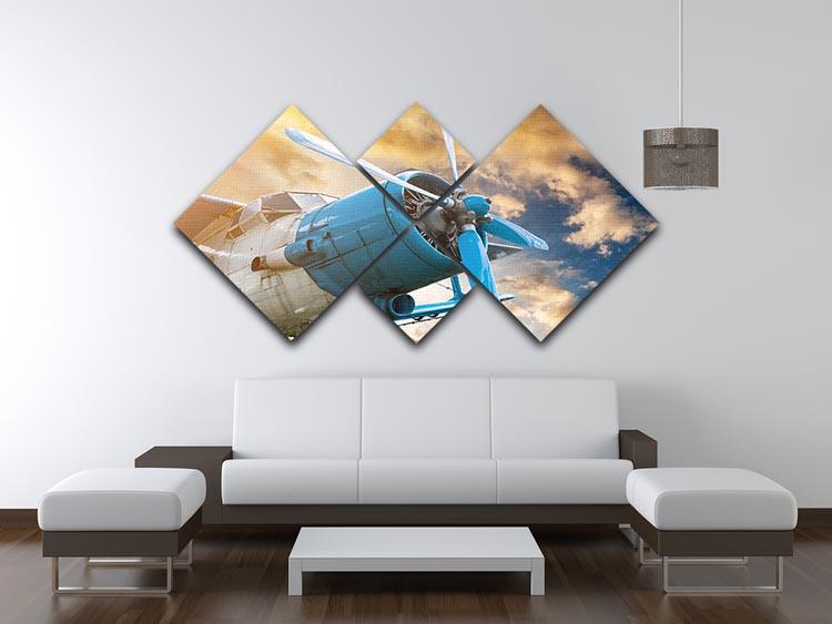 plane with propeller 4 Square Multi Panel Canvas  - Canvas Art Rocks - 3