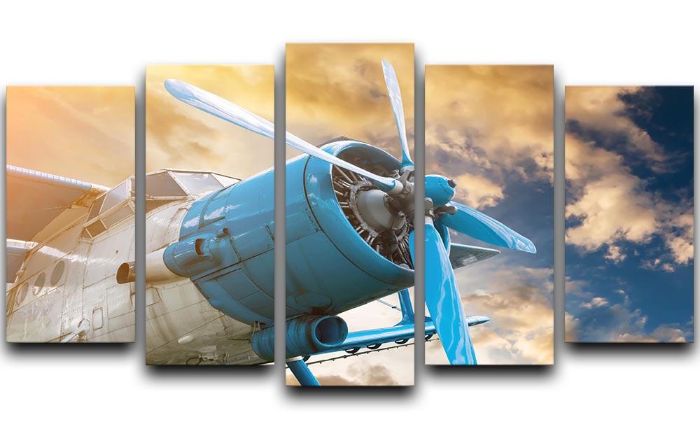 plane with propeller 5 Split Panel Canvas  - Canvas Art Rocks - 1