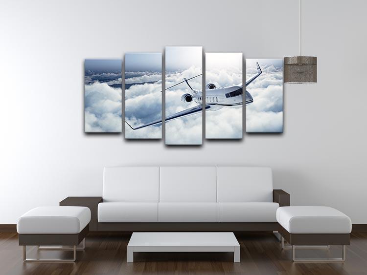 private jet flying over the earth 5 Split Panel Canvas  - Canvas Art Rocks - 3