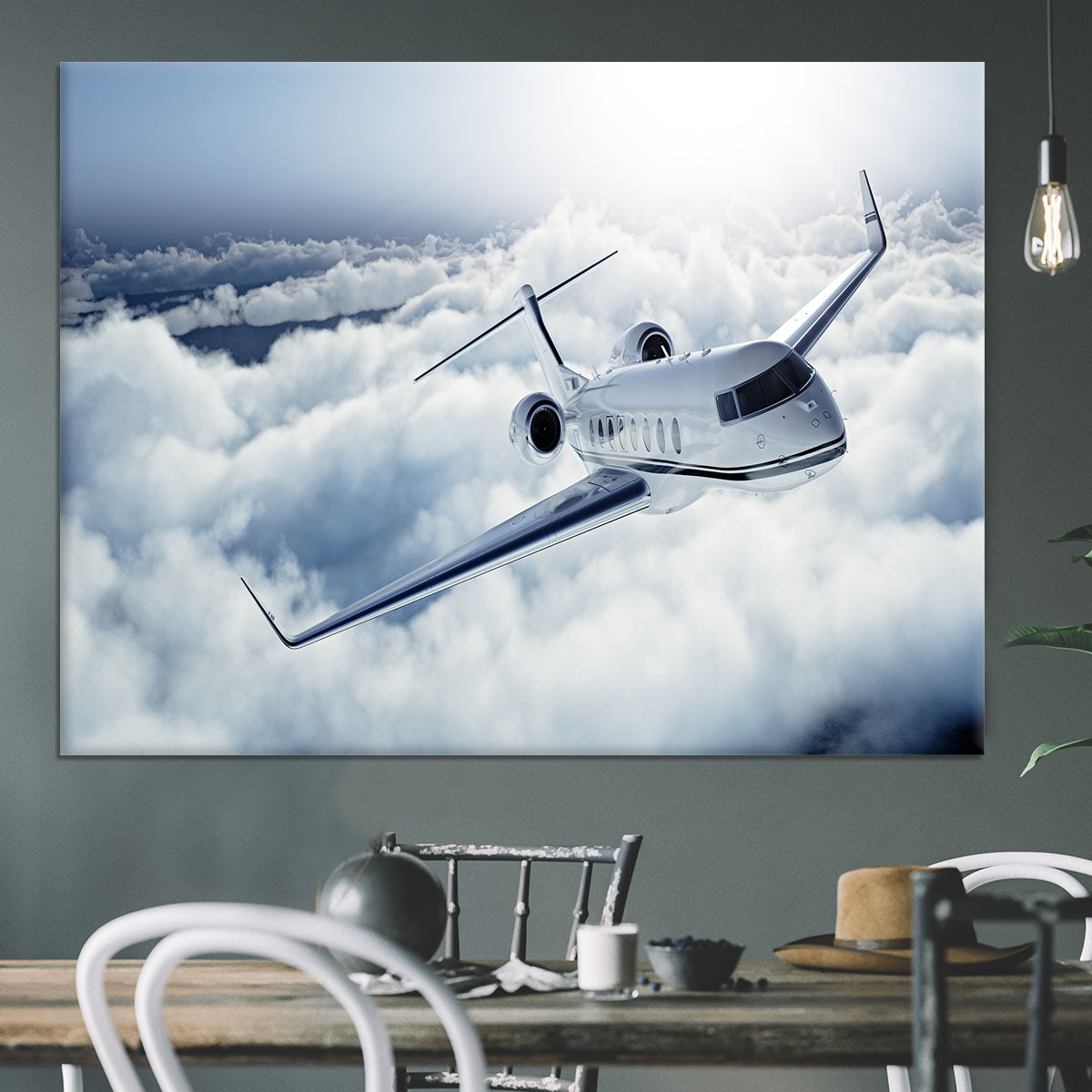 private jet flying over the earth Canvas Print or Poster - Canvas Art Rocks - 3