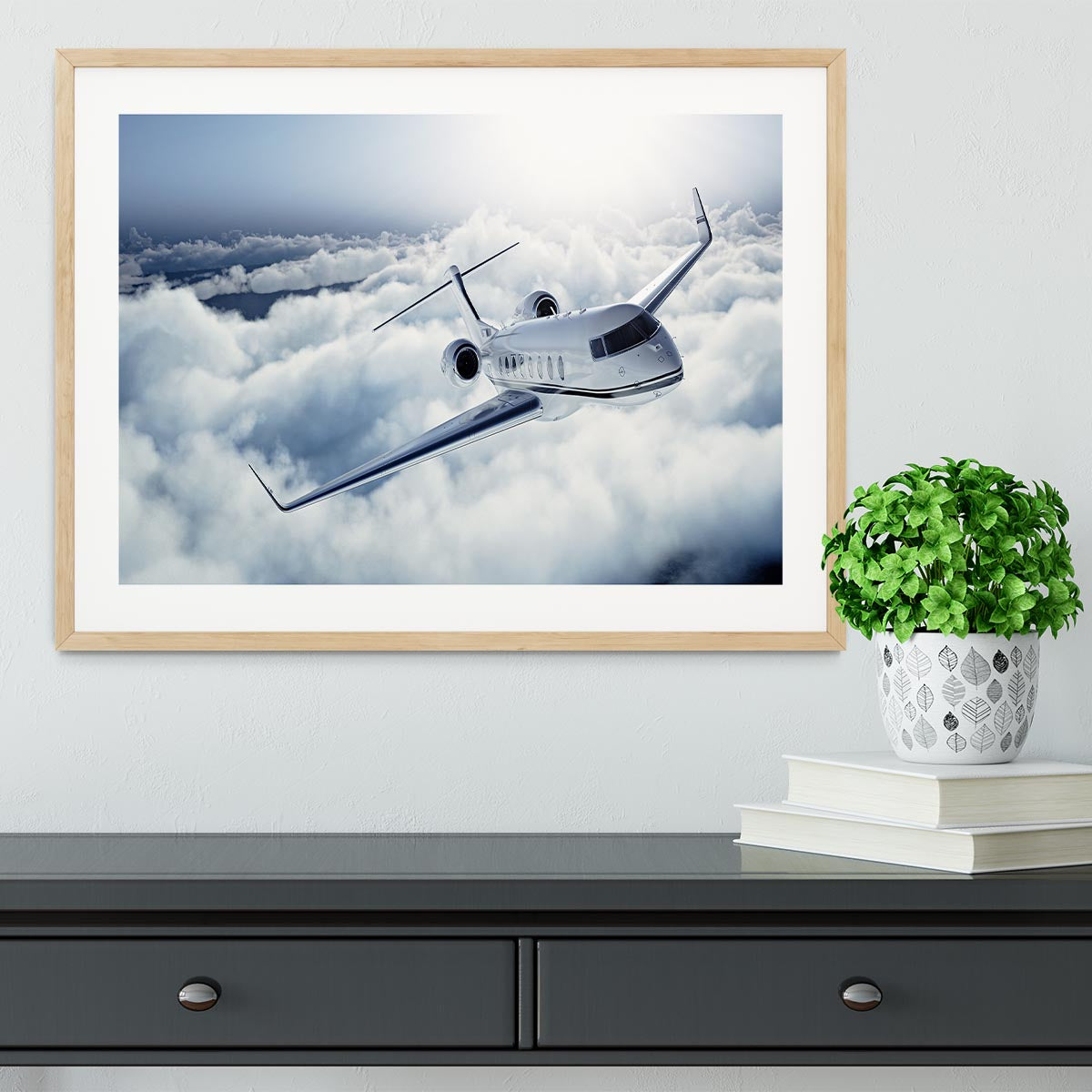 private jet flying over the earth Framed Print - Canvas Art Rocks - 3