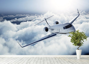 private jet flying over the earth Wall Mural Wallpaper - Canvas Art Rocks - 4