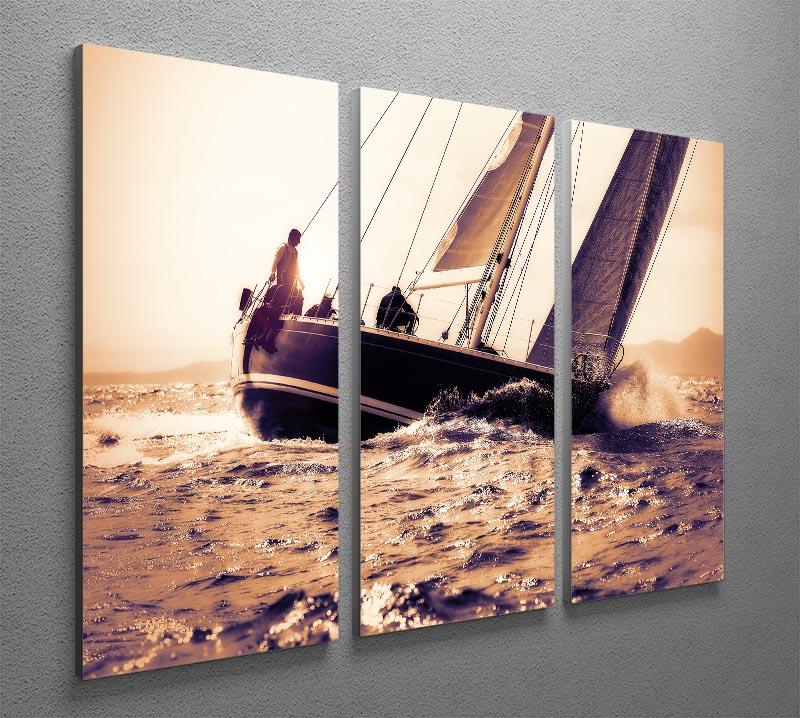 sail boat sailing on sunset 3 Split Panel Canvas Print - Canvas Art Rocks - 2