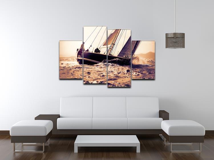 sail boat sailing on sunset 4 Split Panel Canvas  - Canvas Art Rocks - 3