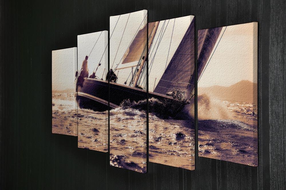 sail boat sailing on sunset 5 Split Panel Canvas  - Canvas Art Rocks - 2