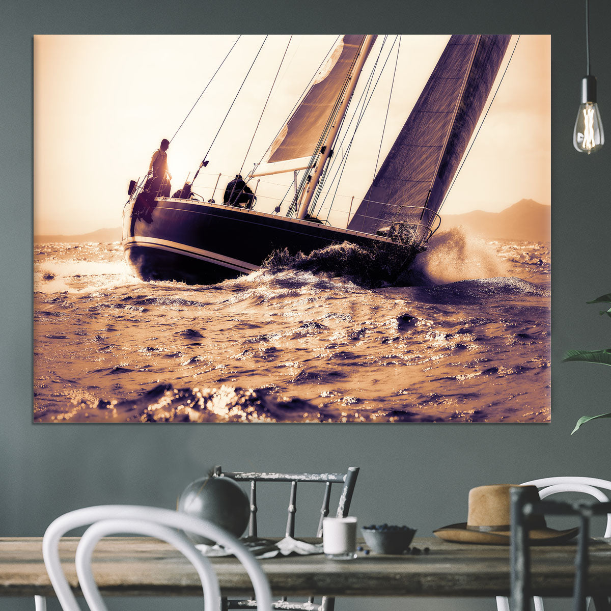 sail boat sailing on sunset Canvas Print or Poster - Canvas Art Rocks - 3