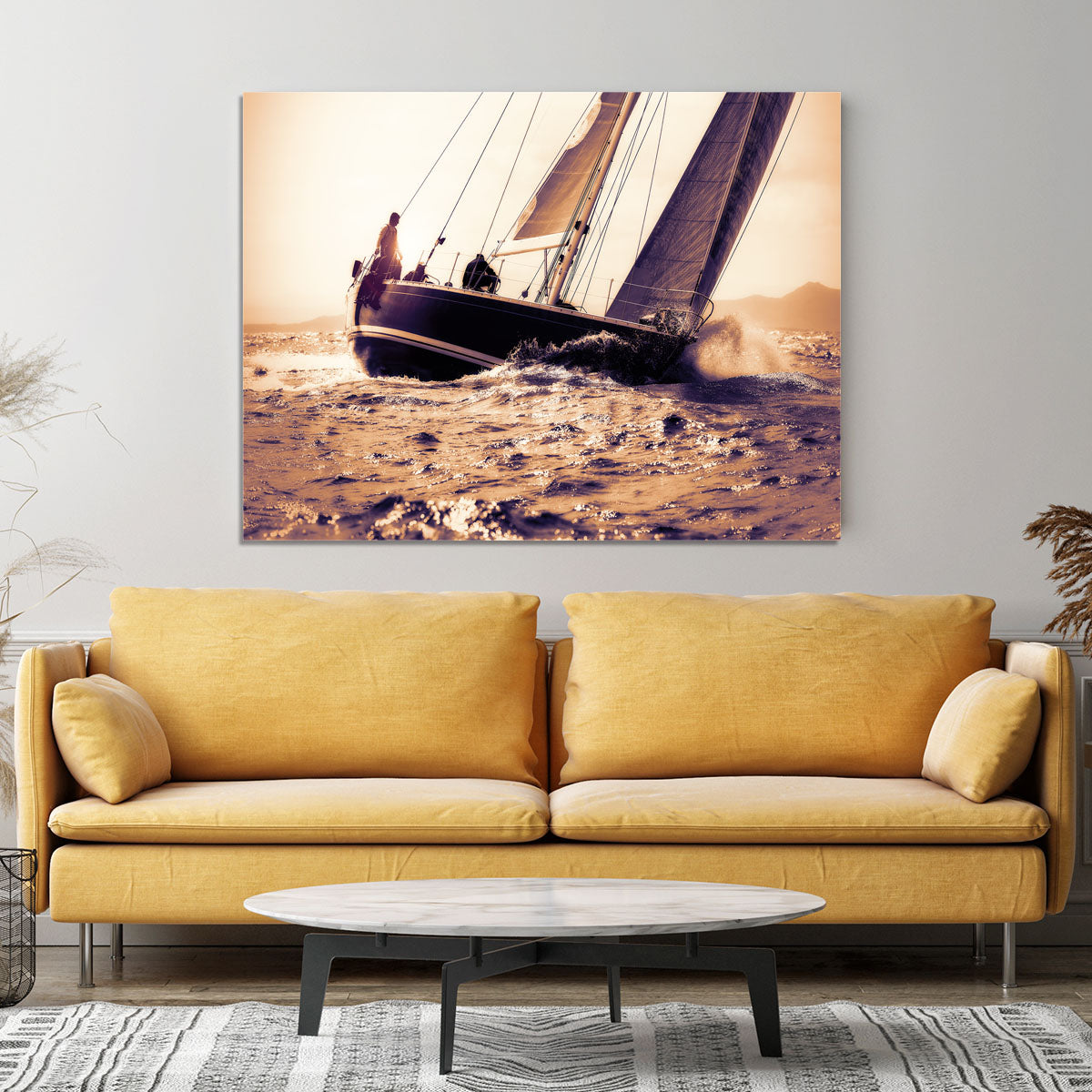 sail boat sailing on sunset Canvas Print or Poster - Canvas Art Rocks - 4