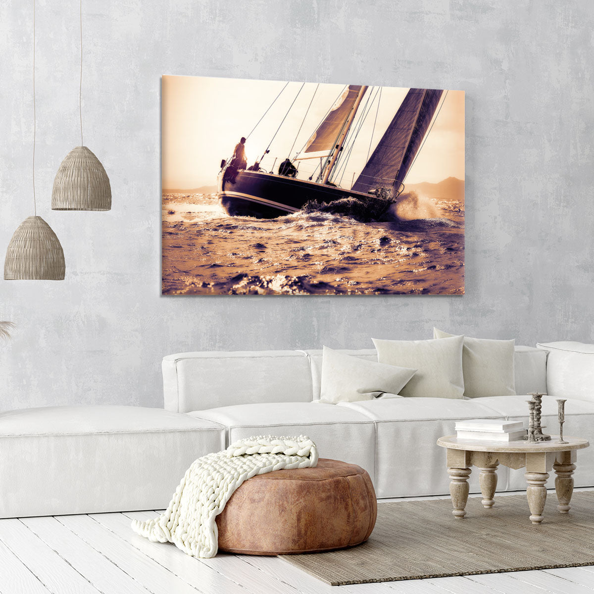 sail boat sailing on sunset Canvas Print or Poster - Canvas Art Rocks - 6