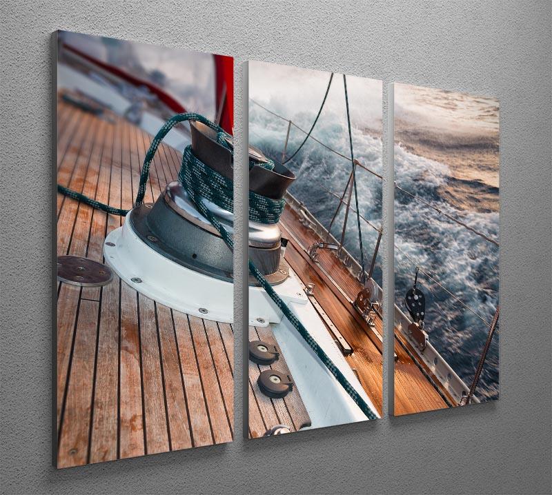 sail boat under the storm 3 Split Panel Canvas Print - Canvas Art Rocks - 2