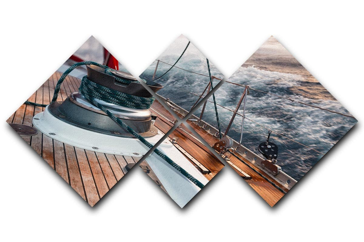 sail boat under the storm 4 Square Multi Panel Canvas  - Canvas Art Rocks - 1