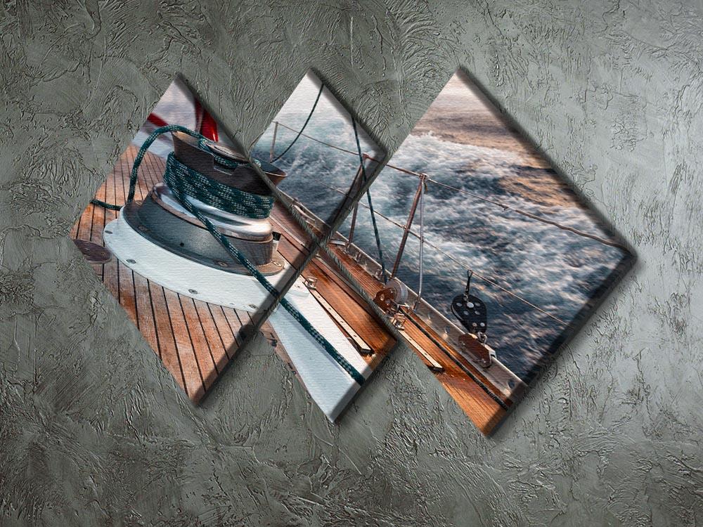 sail boat under the storm 4 Square Multi Panel Canvas  - Canvas Art Rocks - 2