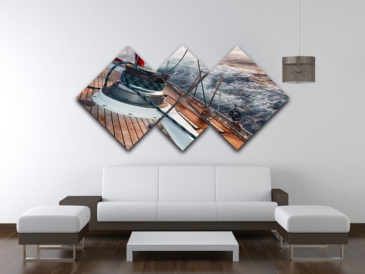 sail boat under the storm 4 Square Multi Panel Canvas  - Canvas Art Rocks - 3