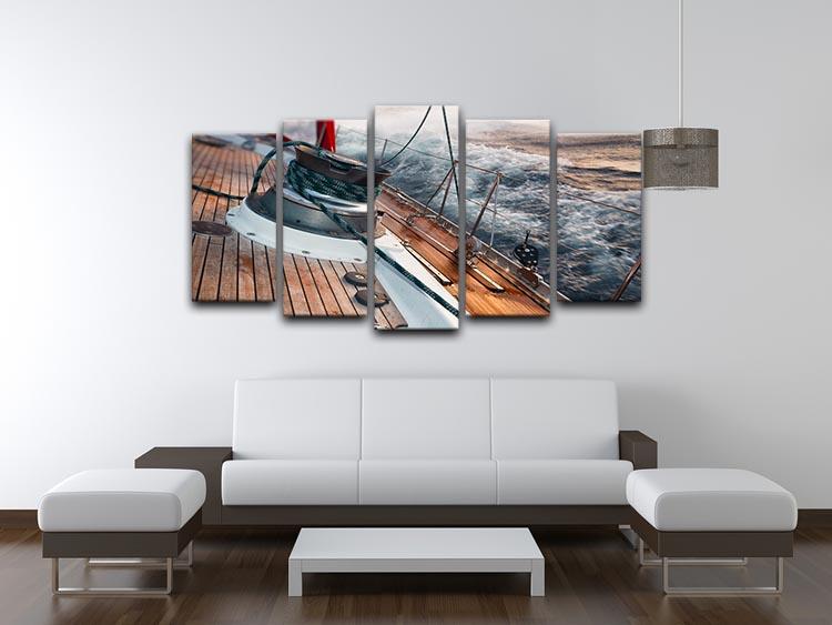 sail boat under the storm 5 Split Panel Canvas  - Canvas Art Rocks - 3