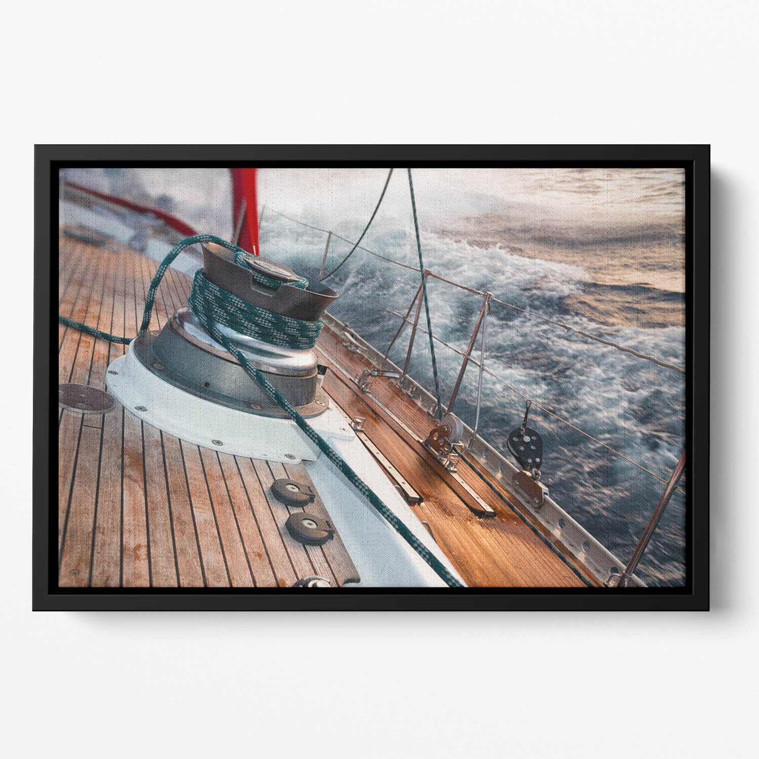 sail boat under the storm Floating Framed Canvas