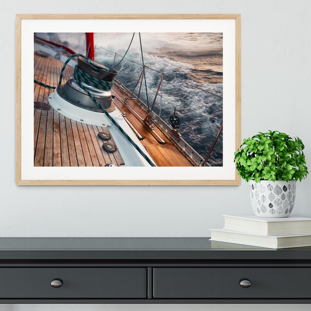 sail boat under the storm Framed Print - Canvas Art Rocks - 3