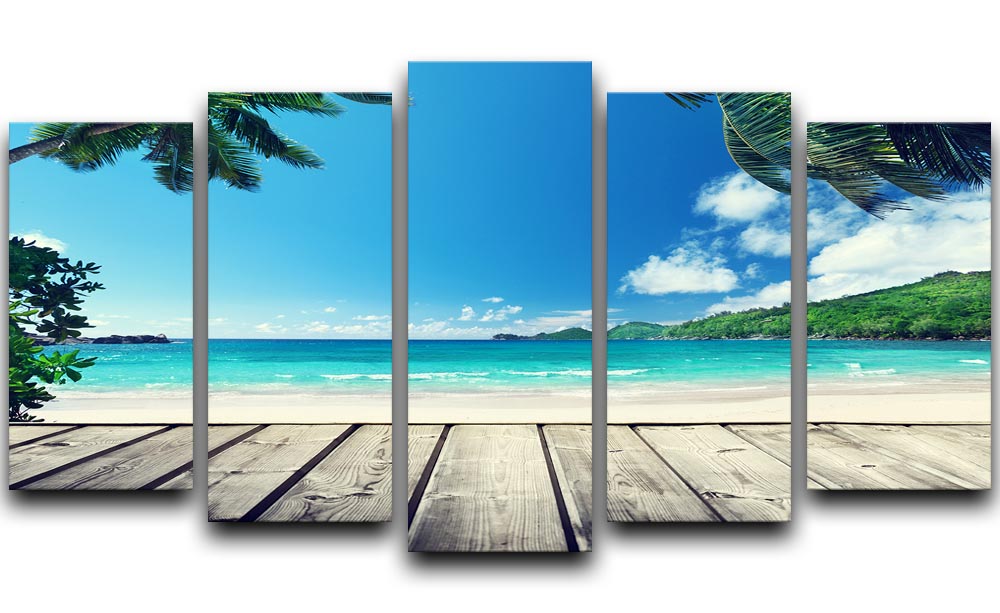 seychelles beach and wooden pier 5 Split Panel Canvas - Canvas Art Rocks - 1