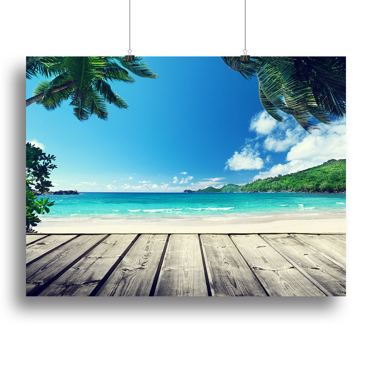 seychelles beach and wooden pier Canvas Print or Poster - Canvas Art Rocks - 2