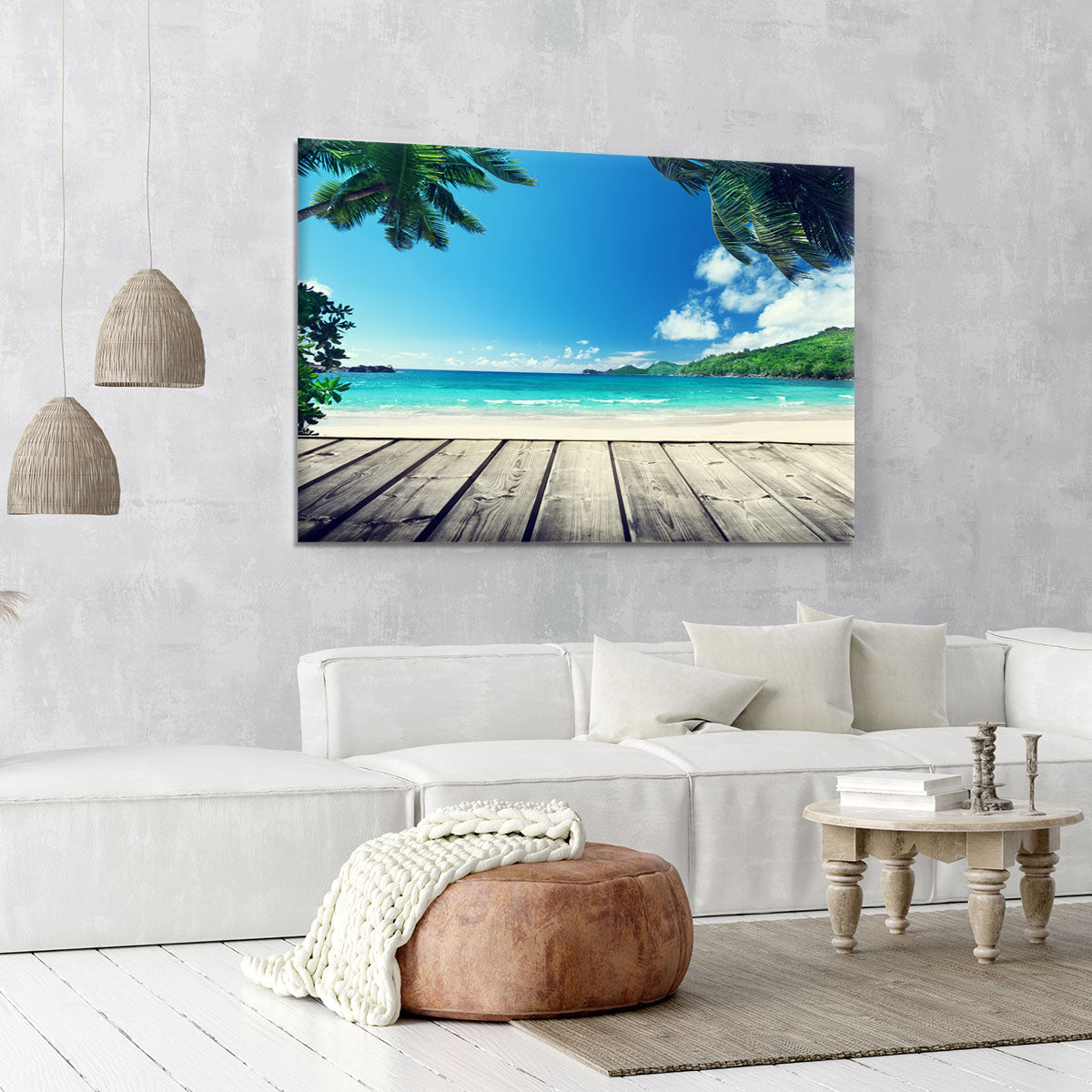 seychelles beach and wooden pier Canvas Print or Poster - Canvas Art Rocks - 6
