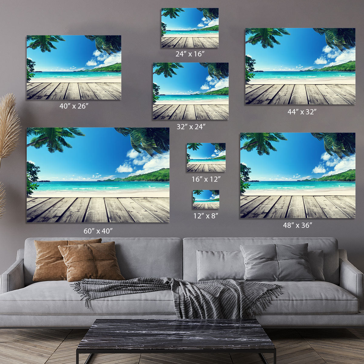 seychelles beach and wooden pier Canvas Print or Poster - Canvas Art Rocks - 7