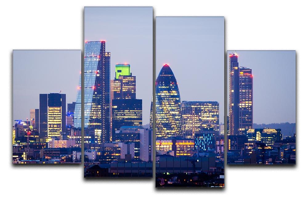 skyline from Greenwich 4 Split Panel Canvas  - Canvas Art Rocks - 1