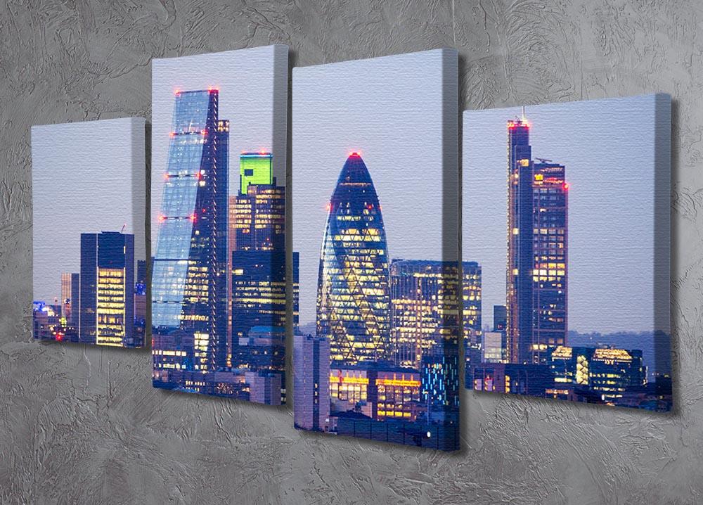 skyline from Greenwich 4 Split Panel Canvas  - Canvas Art Rocks - 2