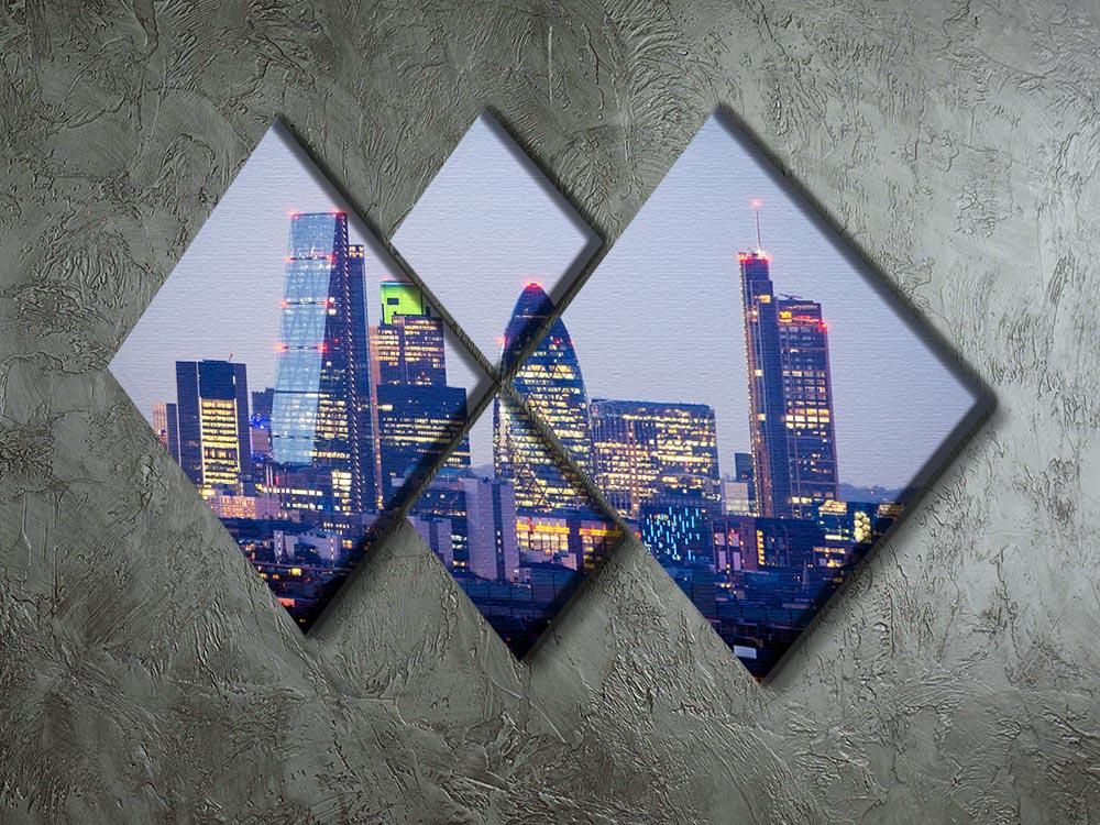 skyline from Greenwich 4 Square Multi Panel Canvas  - Canvas Art Rocks - 2