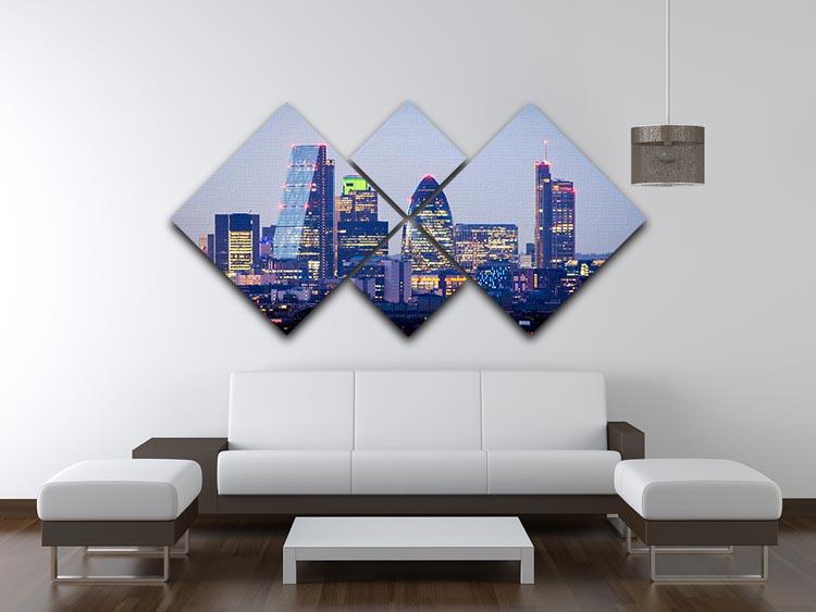 skyline from Greenwich 4 Square Multi Panel Canvas  - Canvas Art Rocks - 3
