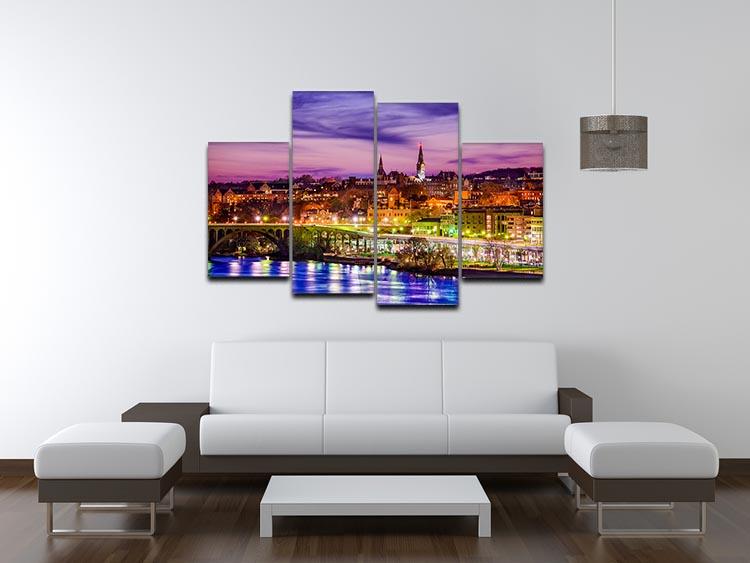 skyline on the Potomac River 4 Split Panel Canvas  - Canvas Art Rocks - 3