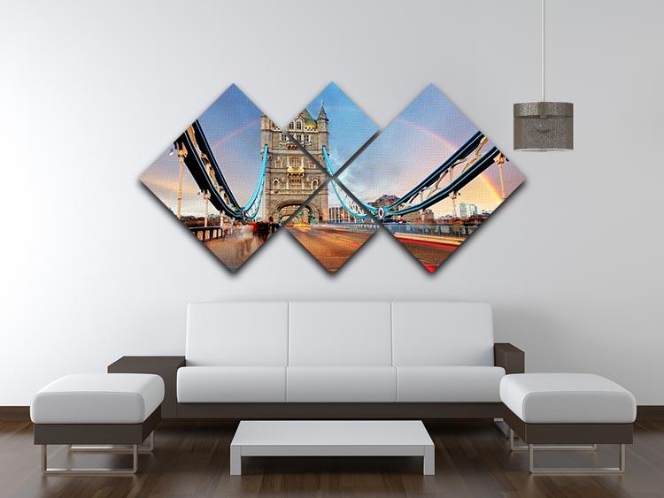 slow shutter speed Tower Bridge 4 Square Multi Panel Canvas  - Canvas Art Rocks - 3
