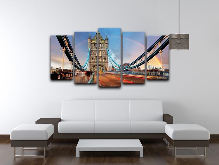 slow shutter speed Tower Bridge 5 Split Panel Canvas  - Canvas Art Rocks - 3