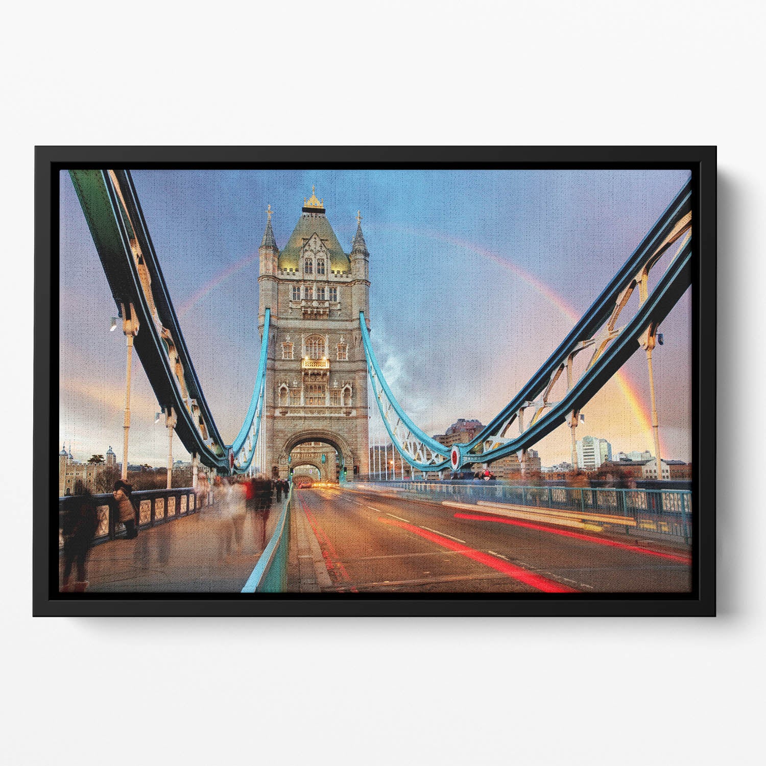 slow shutter speed Tower Bridge Floating Framed Canvas